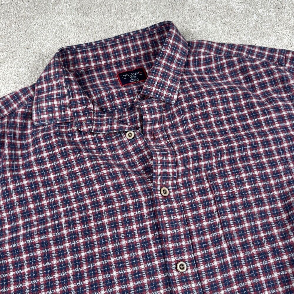 UNTUCKit Shirt Mens Large Flannel Red Plaid Tesoro Slim Fit Button Up Casual